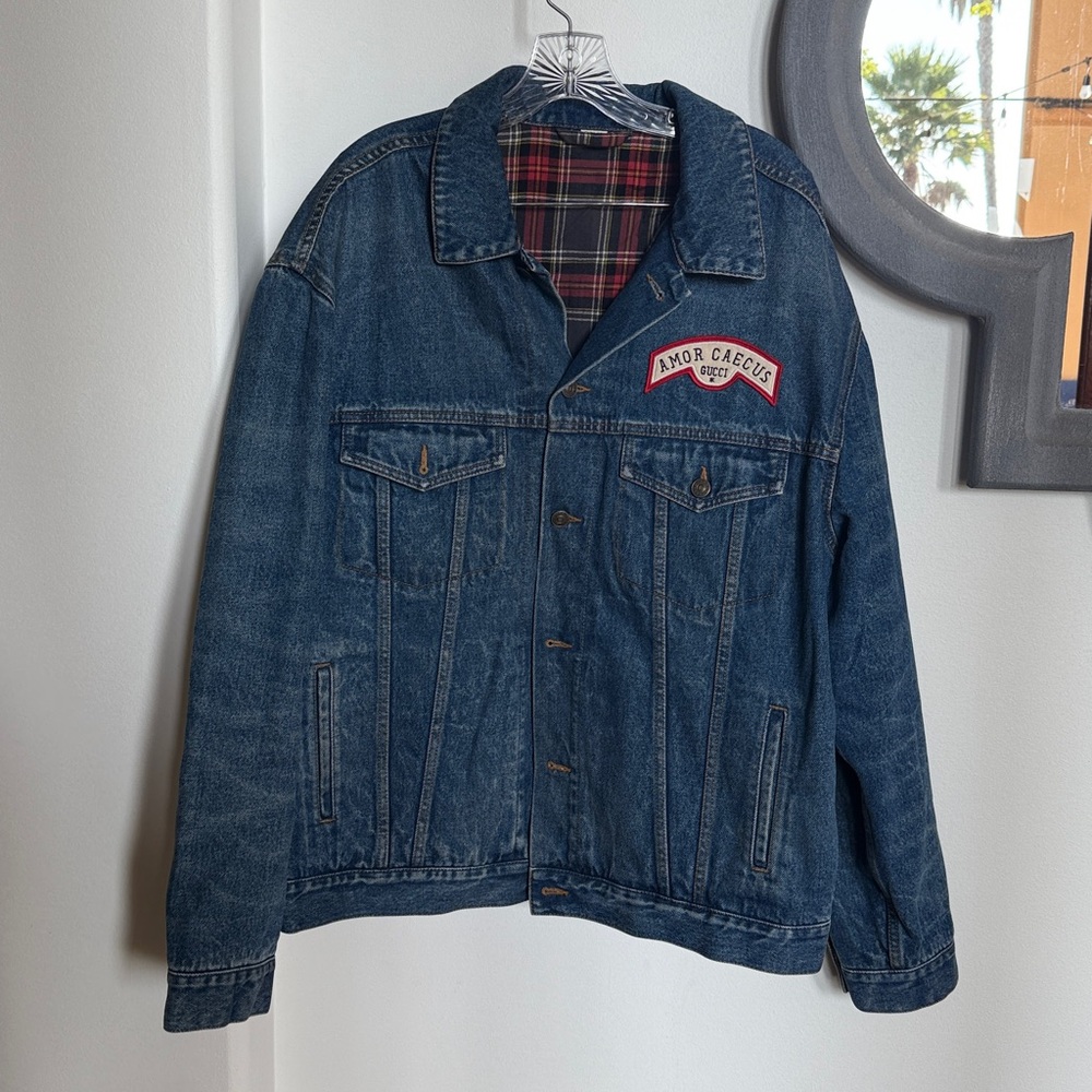 Gucci Blue Denim Jacket with Red Patch